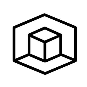 Simple Outline Geometric Cube Inside Hexagon Shape Box Icon vector