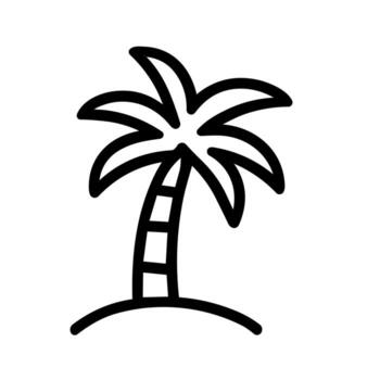 contorno sencillo palma árbol icono con isla línea Arte estilo vector
