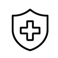 Simple Outline Safety Shield Plus Sign Shape Icon Graphic Element vector