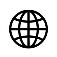 Simple Outline World Globe Grid Continent Geography Sphere Icon Symbol vector