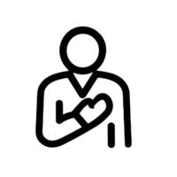 Outline Simple Handdrawn Loyalty Man with Hand on Chest Symbol Icon vector