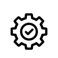 Simple Line Gear Checkmark Icon Setting Configuration Symbol Process Mechanism vector