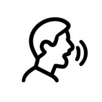 Simple Outline Human Head Speaking Communication Notification Shape Icon vector