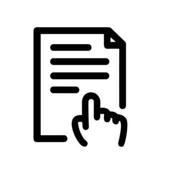 Simple Line Drawing Hand Cursor Clicking on Document File Icon vector