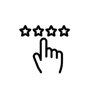 Outline Handdrawn Five Star Rating System with Hand Cursor Pointing vector