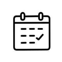 Simple Outline Calendar Schedule with Check Mark Icon Shape Symbol vector