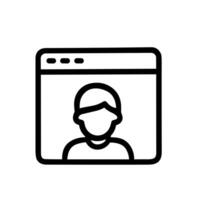 Simple Line Web Profile Avatar Man Inside Browser Tab Icon vector