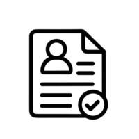 Simple Outline Filled Document Profile Checkmark Approval Icon vector