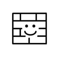 Minimalist Outline Smiling Brick Wall Building Block Construction Element Icon vector