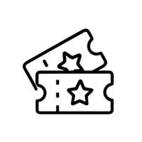 Simple Outline Drawing Ticket with Star Shape for Event and Show Icon vector