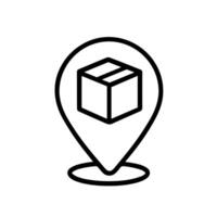 Outline Minimalist Box Location Pointer Sign Logistics Delivery Icon vector