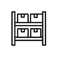 Simple Outline Warehouse Rack with Boxes Storage Shelf Illustration vector