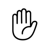 Simple Outline Hand Gesture Stop Sign Symbol Icon with Five Fingers vector