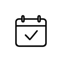 Simple Outline Calendar Checkmark Symbol Appointment Schedule Date Reminder Icon vector