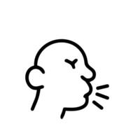 Simple Outline Style Coughing Man Showing Symptoms of Illness Icon vector
