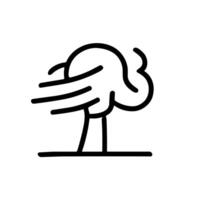 Minimalist Outline Windy Tree Blowing in The Wind Nature Icon vector