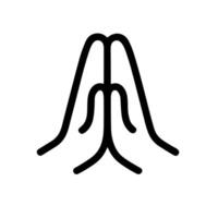 Minimalist Outline Praying Hands Gesture Line Art Symbol Icon vector