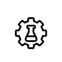 Outline Minimalist Gear with Erlenmeyer Flask Inside Science Technology Icon vector