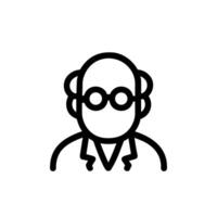 Simple Outline Professor Avatar Icon with Glasses and Bald Head vector