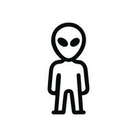 Simple Outline Alien Character with Large Head and Eyes Icon vector