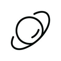 Simple Outline Galaxy Planet with Rings, Icon Style for Science or Education Projects vector