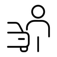 Simple Line Drawing Person with Car Icon Graphic Illustration vector