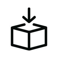 Minimalist Outline Arrow Pointing to Cube Delivery Package Icon Symbol vector