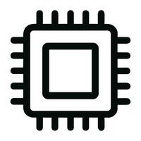 Simple Line Style Central Processing Unit Microchip Square Shape Icon vector