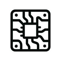 Modern Outline Microchip Simple Illustration Circuit Board Component Icon vector