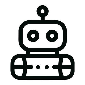Outline Minimalist Robot Head Symbol Line Style Simple Icon vector