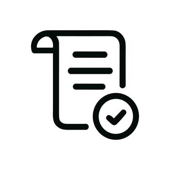 Outline Simple Document with Checkmark Icon Symbol Shape Element vector