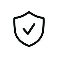 Simple Outline Shield Checkmark Symbol Shape Secure Safety Icon vector