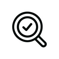 Simple Outline Magnifying Glass with Check Mark Inside Approval Icon vector