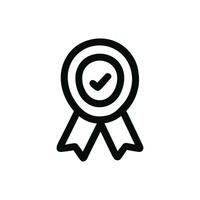 Simple Outline Approved Ribbon with Check Mark inside Circle Icon Design vector