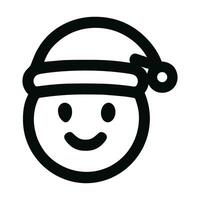 Outline Simple Santa Claus Face Expression Icon in Black and White vector