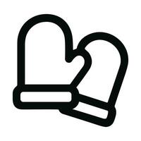 Simple Outline Winter Warm Mittens Icon for Cold Weather Season vector