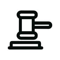 Simple Line Art Gavel Illustration Sign Symbol with Thick Stroke Icon vector