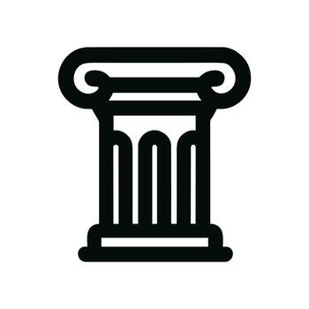 contorno negrita estilo antiguo iónico columna pilar minimalista icono vector