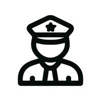 Bold Line Simple Policeman Avatar with Hat and Uniform Icon vector