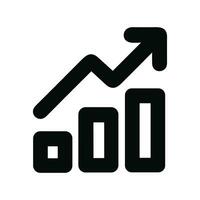 Simple Black Line Graph Chart with Upward Arrow Symbol Icon vector