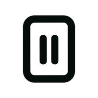 Minimalist Outline Rounded Rectangle Pause Button UI Element Icon vector