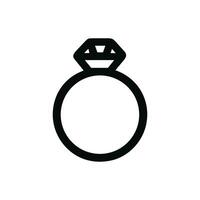 Minimalist Outline Diamond Ring Symbol Sign Icon Graphic Element vector