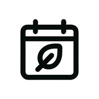 Outline Simple Style Leaf on Calendar Date Reminder Icon Element vector