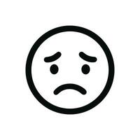 Simple Lineart Sad Face Icon with Downcast Eyes and Frowning Mouth vector