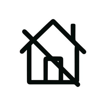 Simple Line Style House Banned Symbol Residential Prohibition Isolated Element Icon vector