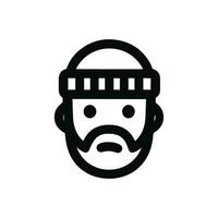 Outline Minimalist Bearded Man with Beanie Icon in Simple Graphic Style vector
