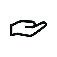 Simple Line Art Open Palm Hand Receiving Gesture Illustration Icon vector