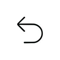 Minimalist Outline Back Curved Arrow Sign Icon Symbol Direction vector