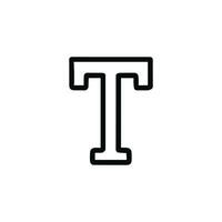 Simple Outline Letter T Initial Typography Educational Alphabet Icon vector
