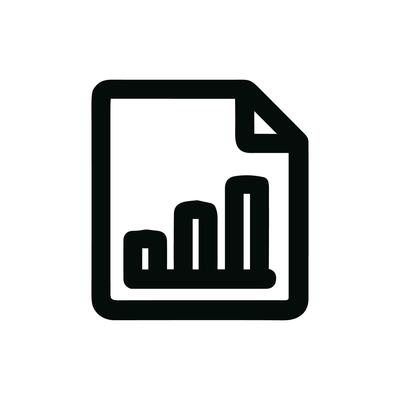 Simple Outline Data Graph on Paper Sheet Business Icon Graphic